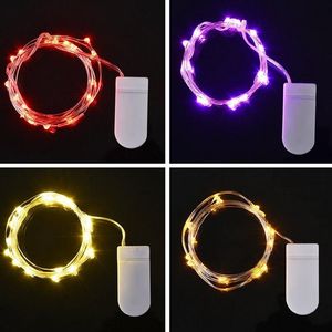Cr2032 Battery 2M 20LEDs string Operated Micro Mini Light Copper Silver Wire Starry LED Strips For Christmas Halloween Decoration 10pcs