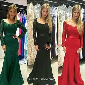 Abito da ballo verde scuro a maniche lunghe con fusciacca Abito da cerimonia formale in pizzo a sirena di alta qualità Custom Made Plus Size