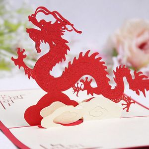 100mm * 150mm 3d dragão chinês melhores desejos feliz cartões de natal cartão de ano novo cartão de presente diy za4986