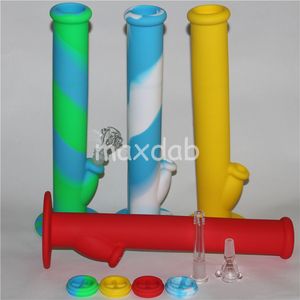 2st Silicone Bongs Water Pipe Oil Rigs Hookah Beaker Bong med 14 mm fog med glasdownstem och skål