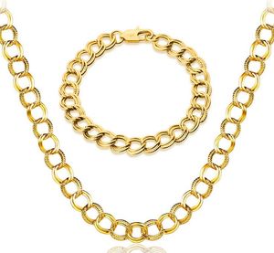 2017 Hot Sales Mark 18K guldplattor klassisk dubbel cirkel halsband armband man kvinna 9mm guld armband halsband bröllop smycken set