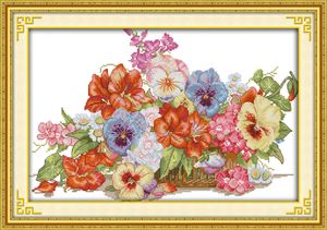 The gorgeous flower basket, DIY handmade Cross Stitch embroidery needlework Sets, counted print on canvas DMC 11CT 14CT kits