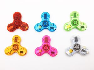 New Crystal Bluetooth Audio Fidget Spinner Toys Hand Spinners LED Light USB Charger Switch Button EDC Finger Decompression Anxiety Toy 100
