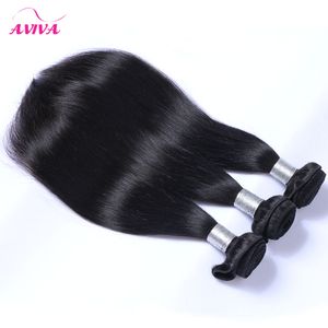 Brasilianska Straight Virgin Hair Weave Bundles 3 / 4PCS LOT Obehandlad Brazillian Remy Mänskliga hårförlängningar Naturlig svart färg kan färgas