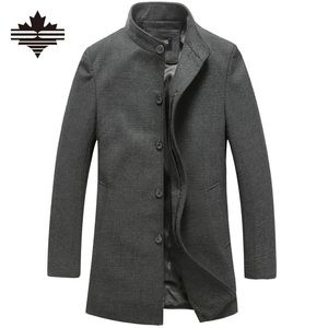 Wholesale- Men's Wool Jackets Spring Autumn Brand Men Woolen Coats Middle Long Jackets And Coats Mens Warm Wool Overcoat Size 3XL 2XL