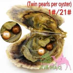 6-7 mm okrągłe naturalne perły słodkowodne w bliźniakach Ostra Osterowe Kolorowe zabarwione perły w ostrygach 2 Baby 1 ostrygi