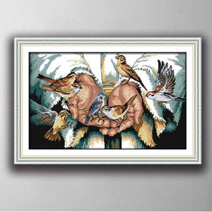 Med kärlek i händerna, nådig stil Cross Stitch Needlework sätter broderi Kit Paintings räknat tryckt på duk DMC 14ct / 11ct