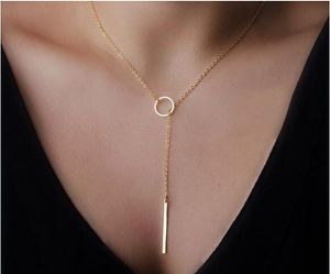 Basit Tasarım Çember kolye kolye avrupa tarzı kadın kız zincir kolyeler moda gümüş alaşım çekicilik takı necklaes