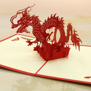 Cartoon Dragon Składany Urodziny Pocztówka 3D Pop Up Greeting Cards Handmade Paper Art Safety Party Dostawy Dla Dzieci Dzieci