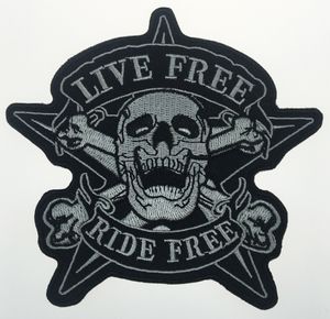 2017 Original Skull Live Free Ride Free Star Motorcykel Biker Vest Back Embroidered Patch Rider Punk Badge G0378 Gratis frakt