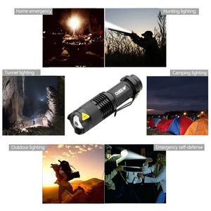 7W 300LM SK-68 3 modos Mini Q5 Lanterna LED Tocha Lâmpada tática Foco ajustável Luz com zoom