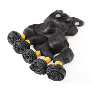 100% Cabelo Humano Tecelagem Natural Cor Preta 5 pcs Brasileira Onda Do Corpo Do Cabelo Do Cabelo Humano feixes