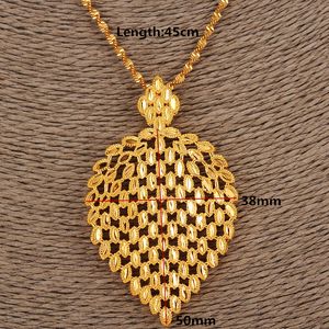 Collana Dubai Collana con ciondolo pennacchio etiope da donna 14k giallo oro massiccio GF gioielli Africa/regali di fiori arabi