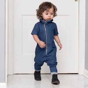 Pagliaccetto estivo alla moda Abbigliamento infantile per tuta di jeans blu bambino Tute per ragazzi per bambini Jeans casual sottili a maniche corte per ragazze