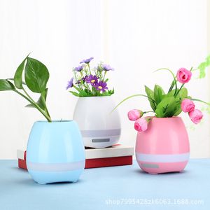 Night Lights Creative Smart Bluetooth Högtalar Musik Blomkrukor med lätt Office Decoration Green Plant Music Vase Touch Induktion