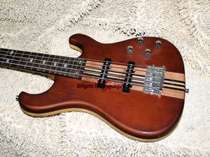 Nowe przybycie 5 strun Brown Electric Bass One Piece Neck Guitars Wysoka jakość Bezpłatna wysyłka