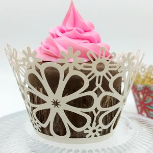 wedding favors flowersLaser cut Lace Cream Cup Cake Wrapper Cupcake Wrappers For Wedding Birthday Party Decoration 12pc per lot
