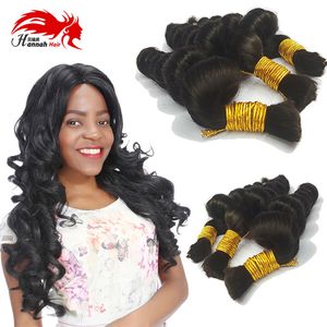 Human Hair For Micro Braids Bulk Hair No Attachment Unprocessed Looss Wave Virgin Hair Bulk 16"-26" Natural Black