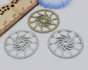 200pcs/lot 25mm Antique Silver Bronze Components Lovely Gear Charms Pendant Findings For Jewelry Making
