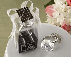 Sparkling diamantvormige verloving Key Ring Keychain Wedding Gunsten bruids douche Favor kenavond kerstfeestje cadeau cadeau tafelet tafel decor