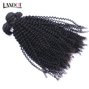 Indyjskie Kinky Kędzierzawy Dziewiczy Włosy Wiązki Wiązki 3 SZTUK Nieprzetworzone Indian Kinky Kręglo Human Hair Extensions Natural Black Double Wefts Soft Full