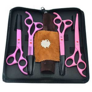 7.0Inch Purple Dragon Professional Pet Scissors for Dog Grooming Cutting Scissors & Thinning Scissors Curved Shears JP440C Tesoura , LZS0372