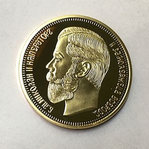 10 Pcs 러시아 동전의 새로운 1901 Nicholas II 기념 기념 24K 진짜 금 도금 40 mm 기념품 동전