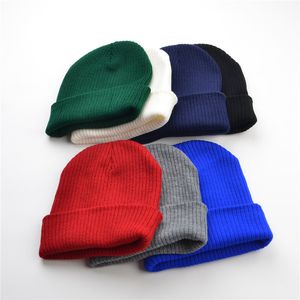 Herren Wintermützen für Damen, Beanie-Mütze, Unisex, mit Bündchen, einfarbig, Totenkopf-Mütze, Rodelstrickmütze, sehr weich