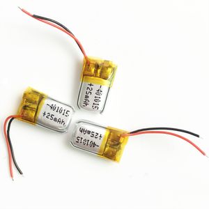 Großhandel 3,7 V 25 mAh 401015 Lithium-Polymer-LiPo-Akkuzellen für MP3, MP4, PAD, DVD, DIY, E-Books, Bluetooth-Kopfhörer