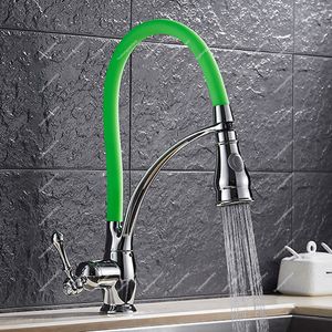 E-pak Best Kitchen Faucet Pull Down Spring Spout Hot Cold Mixer 2 Function Sprayer Deck Tap