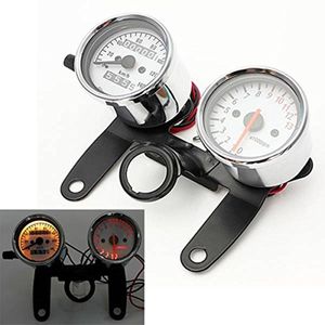 Universal 3 i 1 Motorcykel Scooters Tachometer Odometer Speetometermätare med svart konsol