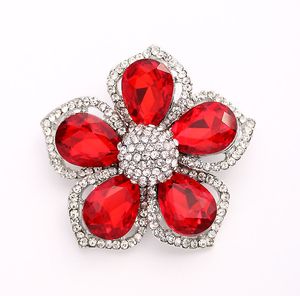 Wholesale diy brooch bouquet for sale - Group buy Red Rhinestone Brooch Red Wedding Bouquet Brooches For Bridal Sash Cake Corsage DIY Jewelry Crystal Red Broaches INCH