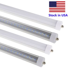8 Foot LED Bulb Light T8 8ft LED Single Pin FA8 V Shaped SMD2835 100LM/W LED Fluorescent Tube Lamp Stock In US