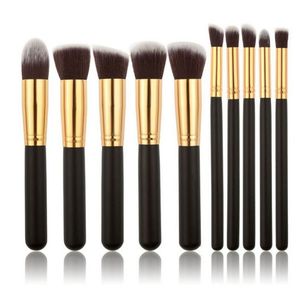 New version 10pcs Make Up Brushes Professional Portable Full Cosmetic Brush Eyeshadow Lip Brush leather case DHL free