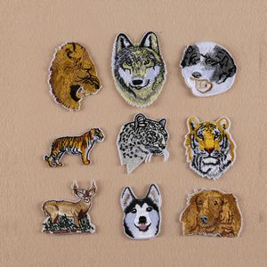 Eisen auf Patches DIY bestickt Patch Aufkleber für Kleidung Kleidung Stoff Abzeichen Nähen Wolf Tiger Löwe Leopard Design
