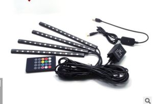 차 수정 된 음악 사운드 컨트롤 분위기 램프 새로운 USB 포트 12v 분위기 빛 발바닥의 다채로운 발바닥 LED