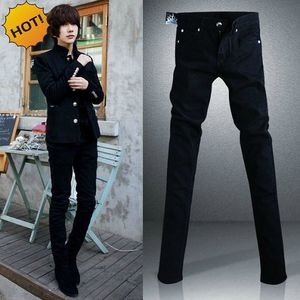 Czarne mikro elastyczne obcisłe dżinsy rurki męskie nastolatki spodnie ołówkowe na co dzień bawełniane cienkie chłopięce przystojne spodnie hip-hopowe 28-34