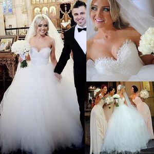 Vintage Strapless Princess Beaded Lace Ball Gown Wedding Dress Bridal Dresses Tulle Robe De Mariage Free Shipping