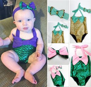 PrettyBaby bowtie Fashion Princess Girls Mermaid Swimsuit one piece Kids Toddler Bikini 2 Pcs Suit Child Swimwear Children Bathing