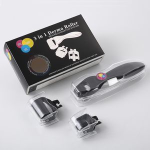 DHL-frei Neues 3-in-1-Derma-Roller-Set mit 3 separaten Rollköpfen unterschiedlicher Nadelanzahl 180 c, 600 c, 1200 c, hergestellt aus sterilisiertem Titan