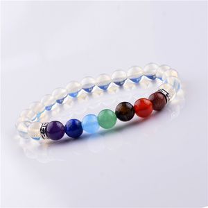 Multicolor 7 Chakra Stone Amethyst pärlor Buddha -armband Armband Bangles Bijoux Armbanden Voor Vrouwen Women Men smycken 3905