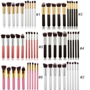 10pcs Kabuki Makeup Brush Sets Kit Professional Foundation Eyeshadow Face Powder Cosmetics Make Up Brushes Tools