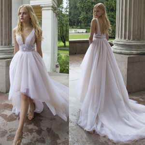 Tanie Suknie Ślubne Bez Backless V Neck Lace Appliqued Nurit Hen 2020 Suknie ślubne Custom Made Wedding Dress