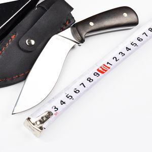 Schrade 개 다리 스미스 나이프 흑단 핸들 스테인레스 스틸 미러 가벼운 가죽 덮개 칼날 야외 생존 작은 스트레이트 나이프