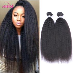 Brasilianska Virgin Human Hair Weave Bundles Kinky Straight 8A Peruvian Malaysian Indian Mongolian Italian Coarse Yaki Rak hårförlängningar