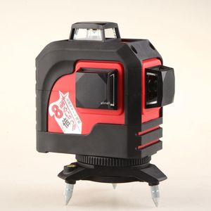 Freeshipping Professional 12Lines 3D Laser Level Selbstnivellierende 360 horizontale und vertikale Kreuz Super leistungsstarke rote Laserstrahllinie