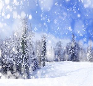 Scenic White Snow Kulissen im Freien 10x10ft Fotografie Blauer Himmel Schneeflocken Bäume Winterurlaub Kinder Foto Hintergrund Weihnachten