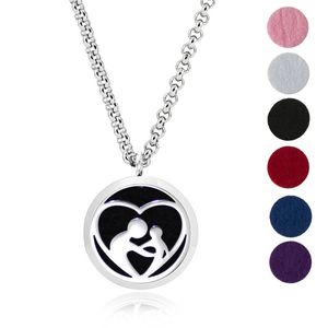 Free felt pads and chain! 30mm A Mother's Love stainless steel aroma necklace plant pattern essential oil diffuser locket pendant