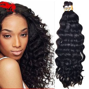 Mänskligt hår för mikroflätor Deep Curly Human Hair Extensions Bulk 3 Bunds 50G/Piece 150g obearbetat mänskligt flätning Hårbulk Nej inslag