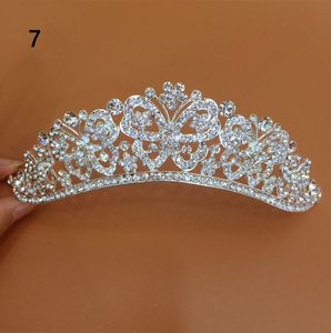 Nowy przylot luksus różne typy ślubne Tiaras Diamond Cryatal Empire Crown Bridal Opaska na głowę do biżuterii Bride Party Access209l